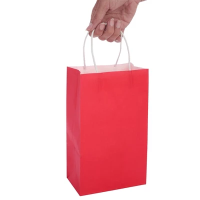 Blue Panda 25-Pack Red Gift Bags With Handles - Small Paper Treat Bags For Birthday, Wedding, Retail (5.3x3.2x9 In) 3 Blue Panda 25-Pack Red Gift Bags With Handles - Small Paper Treat Bags For Birthday, Wedding, Retail (5.3x3.2x9 In) - Image 3