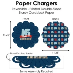 Big Dot Of Happiness Boy 16th Birthday - Sweet Sixteen Birthday Party Paper Charger & Table Decorations Chargerific Kit For 8 -Anagram Shop GUEST e7505773 d333 4bc5 8119 9ea9c83ba850