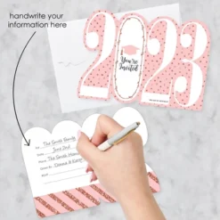 Big Dot Of Happiness Rose Gold Grad - Shaped Fill-In Invitations - 2023 Graduation Party Invitation Cards With Envelopes - Set Of 12