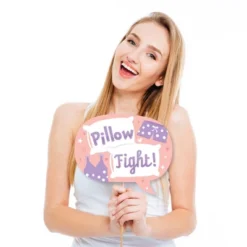 Big Dot Of Happiness Funny Pajama Slumber Party - Girls Sleepover Birthday Party Photo Booth Props Kit - 10 Piece