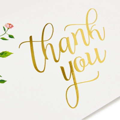 Paper Junkie 48 Count Floral Thank You Cards With Envelopes Set, Gold Foil Rose Thank You Notes For Wedding, Bridal & Baby Shower, 4x6 In 2 Paper Junkie 48 Count Floral Thank You Cards With Envelopes Set, Gold Foil Rose Thank You Notes For Wedding, Bridal & Baby Shower, 4x6 In - Image 2