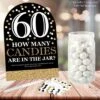 Big Dot Of Happiness Adult 60th Birthday - Gold - How Many Candies Birthday Party Game - 1 Stand And 40 Cards - Candy Guessing Game