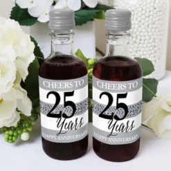 Big Dot Of Happiness We Still Do - 25th Wedding Anniversary - Mini Wine And Champagne Bottle Label Stickers - Anniversary Party Favor Gift - Set Of 16 -Anagram Shop GUEST ea60ec89 5d44 484a 821d 54ffa785e562