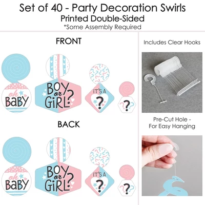 Big Dot Of Happiness Baby Gender Reveal - Team Boy Or Girl Party Hanging Decor - Party Decoration Swirls - Set Of 40 4 Big Dot Of Happiness Baby Gender Reveal - Team Boy Or Girl Party Hanging Decor - Party Decoration Swirls - Set Of 40 - Image 4