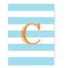 10ct 'C' Monogram Cabana Striped Note Cards Light Blue