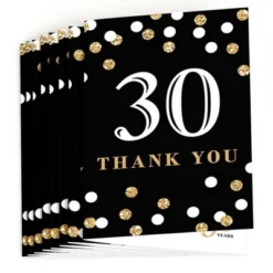 Big Dot Of Happiness Adult 30th Birthday - Gold - Birthday Party Thank You Cards (8 Count)