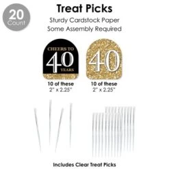 Big Dot Of Happiness Adult 40th Birthday - Gold - Birthday Party Favors And Cupcake Kit - Fabulous Favor Party Pack - 100 Pieces -Anagram Shop GUEST ee2dd8cc 72d1 42df 8783 445f2a75a6dd