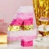 Blue Panda Small Number 4 Pinata For Kids 4th Birthday Party Decorations & Supplies, Pink And Gold 16.5 X 11 In