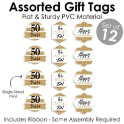 Big Dot Of Happiness We Still Do - 50th Wedding Anniversary - Assorted Hanging Anniversary Party Favor Tags - Gift Tag Toppers - Set Of 12 -Anagram Shop GUEST f0b407de 5b88 4948 ab07 1ba33353606a