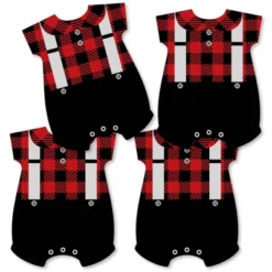 Big Dot Of Happiness Lumberjack - Baby Bodysuit Channel The Flannel Decor - DIY Buffalo Plaid Baby Shower Or 1st Birthday Party Essentials - Set Of 20