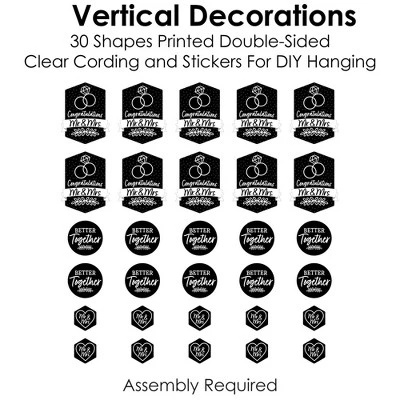 Big Dot Of Happiness Mr. And Mrs. - Black And White Wedding Or Bridal Shower DIY Dangler Backdrop - Hanging Vertical Decorations - 30 Pieces 3 Big Dot Of Happiness Mr. And Mrs. - Black And White Wedding Or Bridal Shower DIY Dangler Backdrop - Hanging Vertical Decorations - 30 Pieces - Image 3