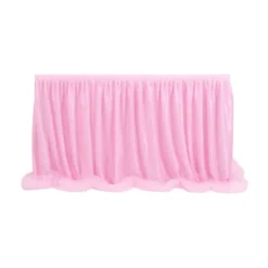 PiccoCasa Long Fluffy Tulle Fluffy Table Skirt For Rectangle Tables