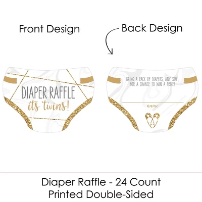 Big Dot Of Happiness It’s Twins - Diaper Shaped Raffle Ticket Inserts - Gold Twins Baby Shower Activities - Diaper Raffle Game - Set Of 24 1 Big Dot Of Happiness It’s Twins - Diaper Shaped Raffle Ticket Inserts - Gold Twins Baby Shower Activities - Diaper Raffle Game - Set Of 24