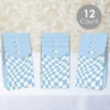 Big Dot Of Happiness Blue Checkered Party - Gift Favor Bags - Party Goodie Boxes - Set Of 12
