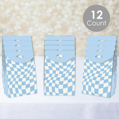 Big Dot Of Happiness Blue Checkered Party - Gift Favor Bags - Party Goodie Boxes - Set Of 12 1 Big Dot Of Happiness Blue Checkered Party - Gift Favor Bags - Party Goodie Boxes - Set Of 12