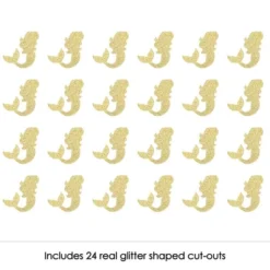 Big Dot Of Happiness Gold Glitter Mermaid - No-Mess Real Gold Glitter Cut-Outs - Baby Shower Or Birthday Party Confetti - Set Of 24