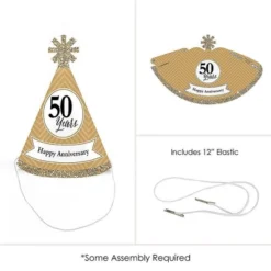 Big Dot Of Happiness We Still Do - 50th Wedding Anniversary - Mini Cone Anniversary Party Hats - Small Little Party Hats - Set Of 8 -Anagram Shop GUEST f97218be c0c0 4e50 822c 01c3a5561a5d