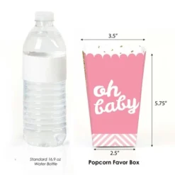 Big Dot Of Happiness Hello Little One - Pink And Gold - Girl Baby Shower Favor Popcorn Treat Boxes - Set Of 12