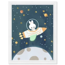13" X 19" Space Bunny Framed Wall Art Blue - Olivia's Easel -Anagram Shop GUEST f9dd7f8e 56e6 4369 9bdc 62a0d70c9f56