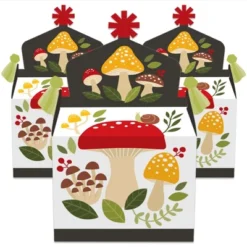 Big Dot Of Happiness Wild Mushrooms - Treat Box Party Favors - Red Toadstool Party Goodie Gable Boxes - Set Of 12