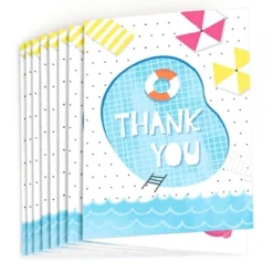 Big Dot Of Happiness Make A Splash - Pool Party - Summer Swimming Party Or Birthday Party Thank You Cards (8 Count)