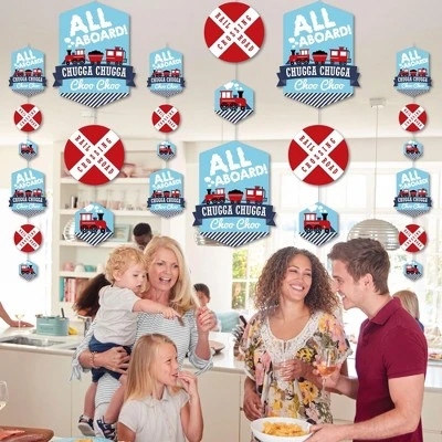 Big Dot Of Happiness Railroad Party Crossing - Train Birthday Party Or Baby Shower DIY Dangler Backdrop - Hanging Vertical Decorations - 30 Pieces 2 Big Dot Of Happiness Railroad Party Crossing - Train Birthday Party Or Baby Shower DIY Dangler Backdrop - Hanging Vertical Decorations - 30 Pieces - Image 2