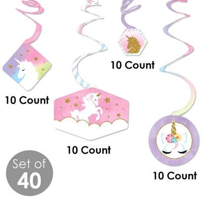 Big Dot Of Happiness Rainbow Unicorn - Magical Unicorn Baby Shower Or Birthday Party Hanging Decor - Party Decoration Swirls - Set Of 40 3 Big Dot Of Happiness Rainbow Unicorn - Magical Unicorn Baby Shower Or Birthday Party Hanging Decor - Party Decoration Swirls - Set Of 40 - Image 3