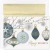 Masterpiece Studios Holiday Collection 16-Count Boxed Embossed Christmas Cards With Foil-Lined Envelopes, 7.8" X 5.6", Silver & Gold Baubles (939300)