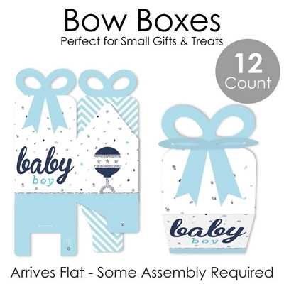 Big Dot Of Happiness Hello Little One - Blue And Silver - Square Favor Gift Boxes - Boy Baby Shower Bow Boxes - Set Of 12 4 Big Dot Of Happiness Hello Little One - Blue And Silver - Square Favor Gift Boxes - Boy Baby Shower Bow Boxes - Set Of 12 - Image 4