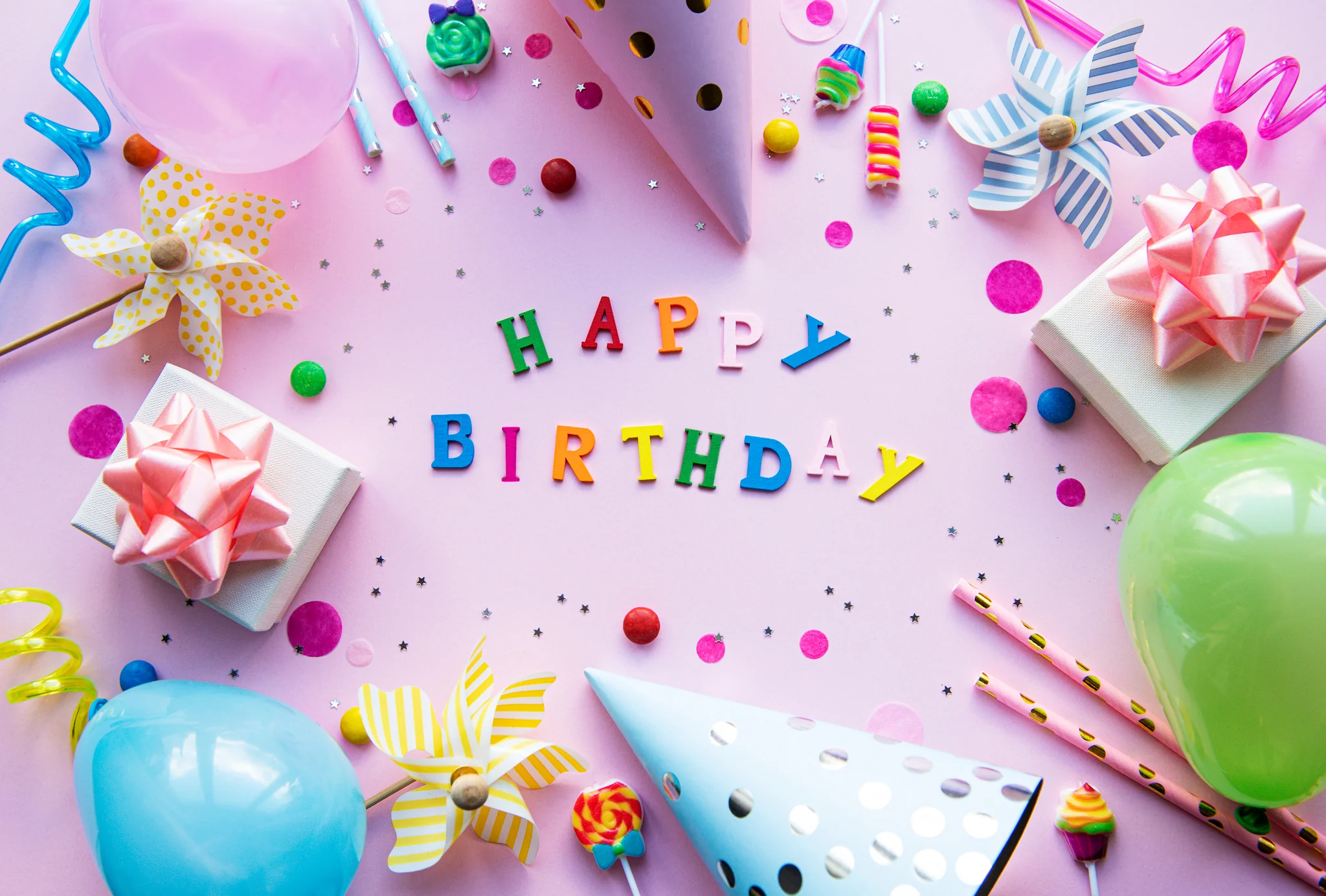 Front Page -Anagram Shop happy birthday pink background